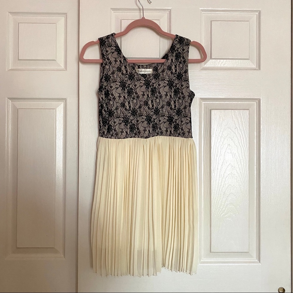 Black Lace and Cream Midi Dress